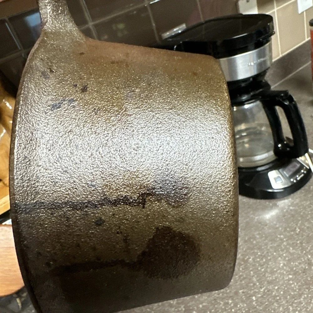 Vintage Cast Iron 2 Qt Saucepan No 6 Wood Handle‎ Removable Handle Seasoned